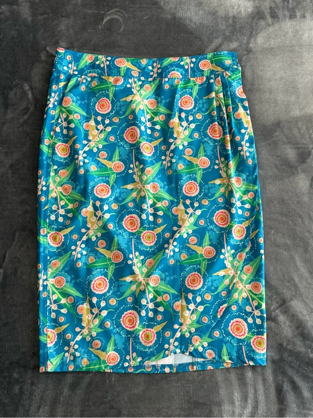RIPSKIRT Womens Small HAWAII True Wrap Skirt Blue Orange Print Length 3 Resort
